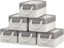 Storage Bins - Storage Baskets for Shelves Storage Cubes with Handles Small Baskets for Organizing (Gray and White 11.8 x 7.9 x 5.2 inch) by TinyTreasures Baby Boutique
