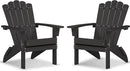 Folding HDPE Adirondack Chair Set of 2, Weather-Resistant Patio Chair with Wide Armrests & High Backrest, Fire Pit Chair for Garden, Backyard, Porch - Black
