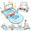 2 in 1 Baby Play Gym with Walker for Newborn, Baby Play Mat Activity Gym with 4 Infant Learning Sensory Tummy Time Mat for Infant Christmas Gifts Adjustable Height (Blue) by TinyTreasures Baby Boutique