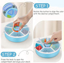 Kids Reusable Rotating Snack Container with 5 Separate Compartments, Color Matching Opening Lid, BPA/PVC-Free, Dishwasher Safe, Perfect for Travel, School Lunches & On-the-Go Snacking-Blue by TinyTreasures Baby Boutique
