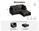 Oversized Modular Sofa, Extra Deep Cloud Corduroy Sectional Couch with Ottoman Chaise, Fluffy Chenille Loveseat L Sofa for Living Room, Villa (Loveseat+Ottoman, Corduroy Black) by CozyNest Decor