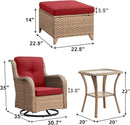 Outdoor Wicker Patio Furniture Set - 5 Pieces Rattan Patio Conversation Set with 2 Rocking Swivel Chairs,2 Ottomans and 1 Side Table for Porch Deck Backyard Garden(Yellow/Red) by GreenHaven Gardens