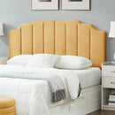 24KF Yellow Teddy Fabric Tufted for Queen Upholstered Headboard, Modern Vertical Channel Design Full Headboard with Stepped Silhouette Top Edge,6026-Q-Teddy Yellow by CozyNest Decor
