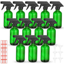 Norme 12 Pcs 8 oz Glass Spray Bottles with Funnels and Labels Refillable Cosmetic Empty Spray Bottles with Sprayer Containers for Essential Oil Cleaning Solutions(Green,Classic) by GreenHaven Gardens