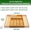 VaeFae Bamboo Silverware Drawer Organizer Kitchen, Expandable Utensil Organizer with Knife Block, Cutlery Tray with Divider, Multifunctional Wooden Drawer Organizer by CozyNest Decor
