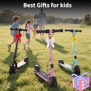 Caroma Electric Scooter for Kids Ages 6-12,150W/180WMotor,10 MPH Max Speed & 7 Miles,Colorful Lights,Adjustable Height & Speed,LED Display,Foldable Kids Electric Scooter 132 Lbs Max Load,Idea Gift by TinyTreasures Baby Boutique