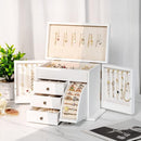 Jewelry Box Organizer, Solid Wood Jewelry Boxes for Women for Storage & Display Necklace Ring Earring Bracelet, Rustic Style Jewelry Organizer Box for Women Gifts (Weathered White) by TinyTreasures Baby Boutique