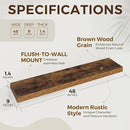 48 inch Floating Shelves for Wall Large Wall Mounted Shelves with Invisible Brackets, Brown Long Shelves for Bathroom, Living Room, Kitchen, Office, 48x9.1 inch deep Set of 2 by CozyNest Decor
