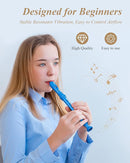 Eastar Soprano Recorder Instrument for Kids Beginners, German Fingering C Key with Cleaning Kit, Thumb Rest, Cotton Bag, Fingering Chart, ERS-21GB, Blue, School-Approved by TinyTreasures Baby Boutique