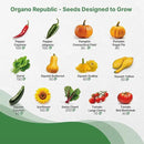 Organo Republic 25 Summer Vegetable Garden Seed Variety Pack - 6,510+ Non-GMO Heirloom Veggie & Greens Seeds for Outdoors & Indoor Home Garden, Including Collards, Pepper, Okra, Onion, Bean, Cucumber by GreenHaven Gardens