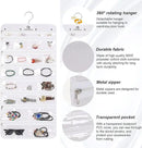 Freegrace Hanging Jewelry Organizer Revolving Hanger - Secure Zipper Closure - 50 Pockets - Foldable Storage & Display Solution - For All Jewelry & Bijoux (White) by CozyNest Decor