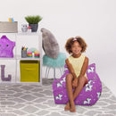 Posh Creations Structured Comfy Bean Bag Chair for Gaming, Reading, and Watching TV, Newport Chair, Canvas - Unicorn and Rainbows on Purple by TinyTreasures Baby Boutique