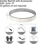 Galvanized Metal Planter Round Raised Garden Bed Kit for Gardening Outdoor，3x3x1ft Grow Garden Box Raised Flower Bed，Round Galvanized Planter Outdoor Large Metal Fire Pit Ring White by GreenHaven Gardens