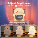 Axolotl Alarm Clock with Night Light for Kids, Rechargeable Silicone Lamp Time to Wake Clock Cute Animal Tabletop Lamp, Perfect Sleep Companion for Boys Girls, White by TinyTreasures Baby Boutique