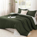 Litanika Comforters Olive Green Oversized Queen Size, 3 Pieces Lightweight Solid Bedding Comforter Set, All Season Fluffy Bed Set (98x98In Comforter & 2 Pillowcases) by CozyNest Decor