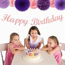 Purple Pink Birthday Party-Decorations Paper-Flowers - 14pcs Happy Banner Lavender Lanterns Tissue Pom Poms,Lilac Streamers Garland Fans Honeycomb,Women Girls Adult Kids Hanging Supplies Decor Hugfond by CozyNest Decor