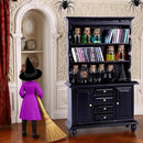 56 Pcs Halloween Miniatures Decorations 1:12 Scale Magic House Accessories Mini Wooden Bookshelf Furniture Set Tiny Sorcery Bottles Books Desk Chair Witch Hat Dollhouse Decor by CozyNest Decor