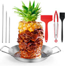 Stainless Steel Al Pastor Skewer & Gyro Pan for Grill – BBQ Vertical Skewer Pan Set with 3 Removable Spikes (8”/10”/12”), Brushes & Tongs, Brazilian Spit Stand for Tacos, Shawarma, Kebabs, Oven by GreenHaven Gardens