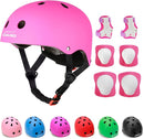 KAMUGO Kids Adjustable Helmet, with Sports Protective Gear Set Knee Elbow Wrist Pads for Toddler Age 2-8 Boys Girls, Bike Skateboard Hoverboard Scooter Rollerblading Helmet Set by TinyTreasures Baby Boutique