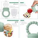 O'doe 17-Piece BPA-Free Silicone Baby Feeding Set | Thick & Soft Suction Plates, Baby Bowls, Wooden Fork & Spoon, and More | Make Mealtime Fun and Easy for Your Little One (Beige and Green, V3) by TinyTreasures Baby Boutique