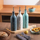 Sweejar Large Ceramic Olive Oil Dispenser Bottle, 24 Oz Relief Opaque Oil Cruet Protects Oil To Reduce Oxidation, Storage Oil, Vinegar, Soy Sauce, Coffee Syrup, Liquids, Set of 1 (White) by CozyNest Decor
