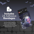 BioSwiss Bandages, Halloween Bat Shaped Self Adhesive Bandage, Latex Free Sterile Wound Care, Fun First Aid Kit Supplies for Kids, 24 Count by TinyTreasures Baby Boutique