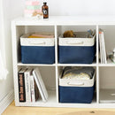 TheWarmHome Collapsible Storage Bin for Shelves - Large 3 Pack 16x12x8 inch Storage Basket for Organizing with Handles, Canves Storage Box for Organizer Toy Closet Cloth Gift (White & Jean Blue) by TinyTreasures Baby Boutique