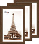 VCK 11x17 Picture Frame 3 Pack, Brown Wood Poster Frame with Exclusive Wood Grain, Wall Mounting Hanging by CozyNest Decor