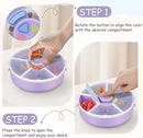 Kids Reusable Rotating Snack Container with 5 Separate Compartments, Color Matching Opening Lid, BPA/PVC-Free, Dishwasher Safe, Perfect for Travel, School Lunches & On-the-Go Snacking-Purple by TinyTreasures Baby Boutique