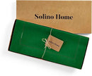 Solino Home Linen Garden Green Table Runner 108 Inches Long - 100% Pure Linen Hemstitch 14 x 108 Inch Table Runner for Dining - Classic Hemstitch by CozyNest Decor