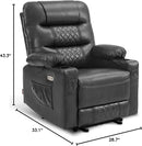 MCombo Zero Gravity Power Recliner Chair with Heat and Vibration Massage, Reclining Chair with USB Ports, Cup Holders for Living Room, Faux Leather PR621 (Grey) by CozyNest Decor