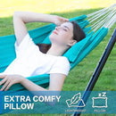 PNAEUT Double Hammocks with Stand for Outside, Portable Space Saving Heavy-Duty Steel Stand for Indoor Outdoor Patio with Carrying Bag, 450 lbs Capacity (Aqua) by GreenHaven Gardens