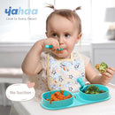 Silicone Foldable Novelty Dinner Plates,Baby Plates Travel Essential with Forks and Spoons,Microwave & Dishwasher Safe,Aqua by TinyTreasures Baby Boutique