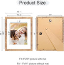 11x14 Picture Frame Set of 4, 11 x 14 Wood Photo Frames with Mat for 8x10, Natural Wooden Frame with Real Glass Cover for Wall and Tabletop Display,Brown by CozyNest Decor