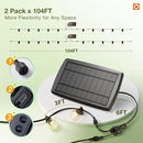addlon 2 Pack*102FT(96+6) Solar String Lights Waterproof, Patio Lights Solar Powered with Remote & USB Port, 3 Lighting Modes 60+4 LED Shatterproof Bulbs Outdoor Light for Camping Backyard Garden by CozyNest Decor