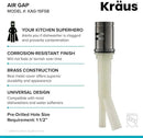 KRAUS Dishwasher Air Gap in Spot Free Black Stainless, KAG-2SFSB by CozyNest Decor