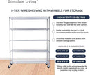 60"x18"x72" PRIME HEAVY DUTY Chrome 5-Tier Wire Shelving 4000 LBS MAX Capacity Storage Rack for Commercial, School, Home, Garage, Warehouse, Industrial, and Hospital Uses (with Wheels) by CozyNest Decor