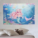 HZOHNAGO Mermaid Girls Tapestry Watercolor Mermaid Princess Pattern Printed Wall Tapestry Wall Hanging for Bedroom Living Room Dorm 90" W x 60" H by CozyNest Decor
