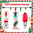 C7 LED Christmas Lights Outdoor, 25FT Clear Red Green and Frosted White Christmas String Lights with 27 LED Energy-Efficient Bulbs, Hanging Christmas Decorations Lights for Party Patio Garden Yard by GreenHaven Gardens