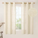 LAMIT Linen Curtains 63 inches Long for Bedroom, Bronze Grommet Linen Drapes Light Filtering Sheer Window Curtains for Living Room, Set of 2 Panels (38 x 63 Inch, Beige) by CozyNest Decor