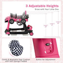BABY JOY 4-in-1 Baby Walker, Foldable Activity Walker with Adjustable Height & Speed, Music, Lights, Steering Wheel, Comfy Seat Cushion, Activity Baby Push Walker for Boys Girls Aged 6 –18 (Pink) by TinyTreasures Baby Boutique