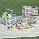 20L Plastic Collapsible Storage Crate - Foldable Handle Crate Storage Basket Bin - White & Gray M by GreenHaven Gardens