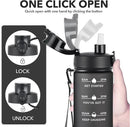 Enerbone Water Bottle, Leakproof BPA & Toxic Free, Motivational Water Bottle with Times to Drink and Straw, Fitness Sports Water Bottle with Strap for Office, Gym, Outdoor Sports by CozyNest Decor