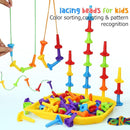 Peg Board Toy set 73Pcs DIY Building Stacking Toys for Kids 3-6 Years Old,STEM Educational Kids Toy for Brain Development,Montessori Sensory Toys,Upgrade Various Foam Board Plastic Lacing String Game by TinyTreasures Baby Boutique