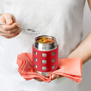 LunchBots Thermal 12 oz Triple Insulated Thermos - Hot 6 Hours or Cold 12 Hours - Leak Proof Thermos Soup Jar - All Stainless Interior - Navy Lid - Red Dots by TinyTreasures Baby Boutique