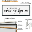 SRSZHIYUE Home Is Where My Boys Are Sign 32"×12" New Mothers Day Gifts ideas Wall Art for kids Playroom Mom Quote Bedroom Large Wood Framed Wall Hanging Decor (Black) by CozyNest Decor