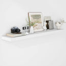 Fun Memories 55 Inch Floating Shelves - 9 Inch Deep Rustic Wooden Wall Shelves - Extra Deeper & Thicker Wall Mounted Storage Shelf for Living Room, Kitchen, Farmhouse - 55" W x 9" D x 1.8" H - White by CozyNest Decor