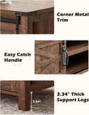 OKD 48" Farmhouse Lift Top Coffee Table with Sliding Barn Door,Rustic Center Table with Hidden Storage Compartment,Lifting Tabletop and Adjustable Shelf for Living Room,Office,Reclaimed Barnwood by CozyNest Decor