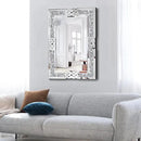 Crushed Diamond Decorative Wall Mirrors, 27.7x39.5 Inch Rectangle Living Room Mirrors for Wall Decor, Modern Glam Bathroom Dining Room Entryway Mirror Silver by CozyNest Decor