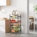 5-Layer Fruit Basket Kitchen Food Storage Organizer and Storage Rack, Stackable Storage cart with Desktop, Pull-Out Hollow Metal Storage Basket, Wheeled Sorting Rack Spice Rack by CozyNest Decor